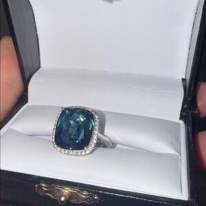 Effy  white gold Ring with Deep Blue Gemstone